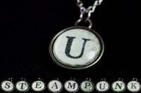 Steampunk Typwriter Key Letter U Pendant