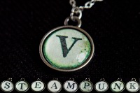 Steampunk Typwriter Key Letter V Pendant